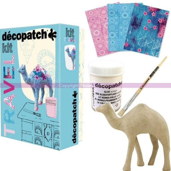 Kit d'initiation Travel créatif Décopatch Dromadaire en Papier mâché avec accessoires - Photo n°1