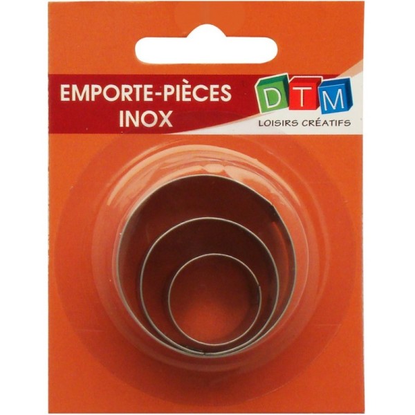 Lot de 3 minis emporte-pièces cercles en Inox alimentaire, petits ronds diam 2,3,4 cm - Photo n°1