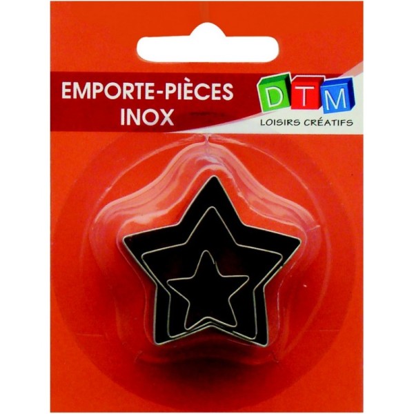 Lot de 3 minis emporte-pièces étoiles en Inox alimentaire, coté 2,3,4 cm - Photo n°1