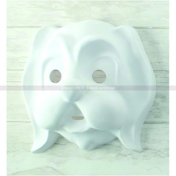 Masque Chien en plastique blanc, pour Carnaval ou Anniversaire Enfant, Taille 15cm env., à cu - Photo n°1
