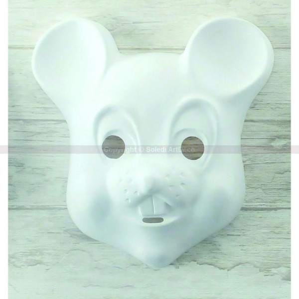 Masque Souris en plastique blanc, pour Carnaval ou Anniversaire Enfant, Taille 15cm env., à d - Photo n°1