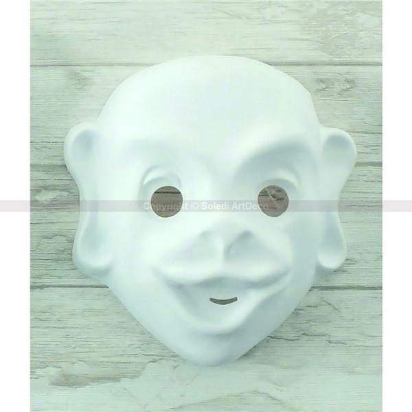 Masque Singe en plastique blanc, pour Carnaval ou Anniversaire Enfant, Taille 15cm env., à d& - Photo n°1