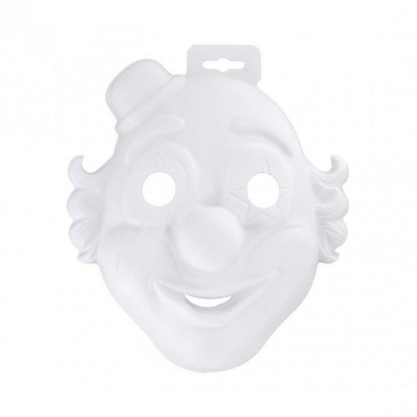 Masque Clown de Cirque en plastique blanc, pour Carnaval ou Anniversaire Enfant, Taille 21cm, &agrav - Photo n°1