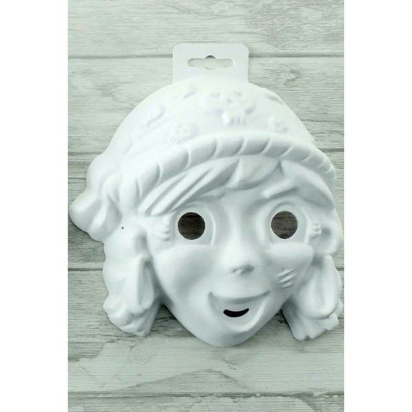 Masque Pirate Fille en plastique blanc fin, pour Carnaval ou Anniversaire Enfant, Taille 20cm, &agra - Photo n°1