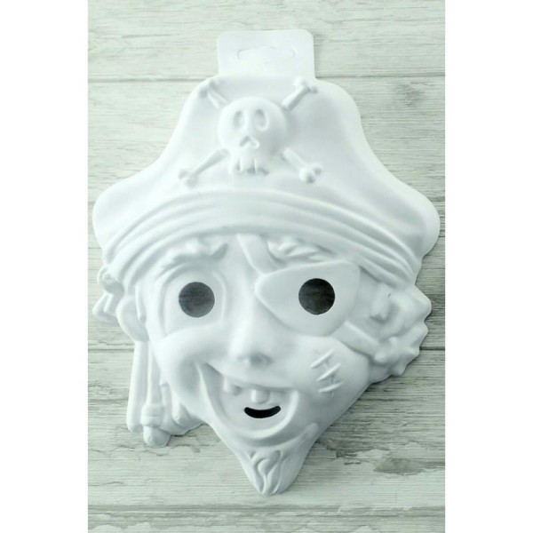 Masque Pirate Garçon en plastique blanc fin, pour Carnaval ou Anniversaire Enfant, Taille 20c - Photo n°1