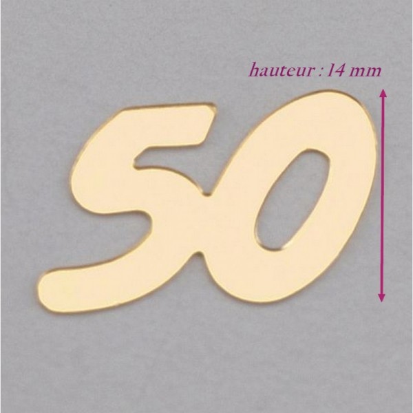 Paillettes anniversaire Chiffre 50 dorés à épandre ou à coller, Env. 500 pièces, long. 13mm, Sachet - Photo n°1