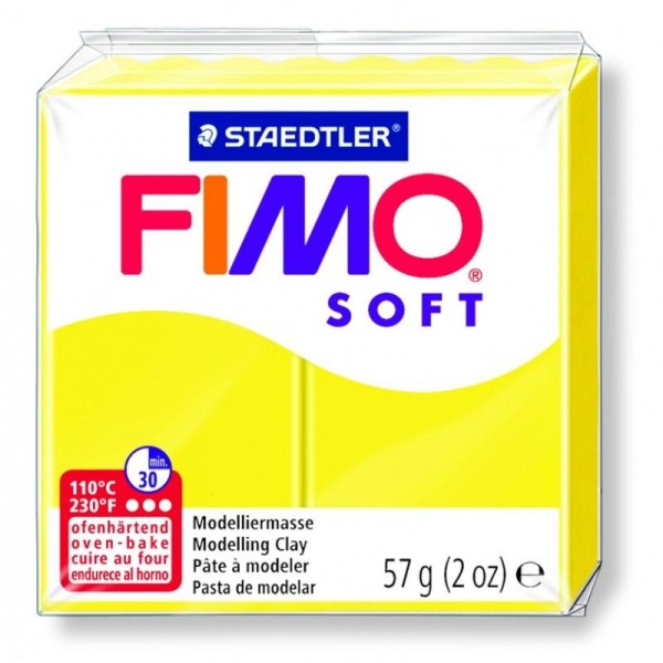 Pâte Fimo soft couleur Citron n°10, Pain polymère de 57g à cuire au four - Photo n°1
