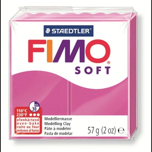 Pâte Fimo soft couleur Framboise n°22, Pain polymère de 57g à cuire au four - Photo n°1