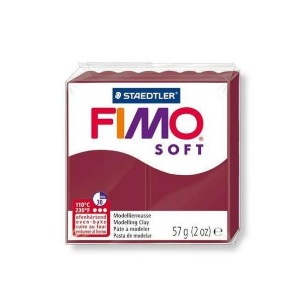 Pâte Fimo soft couleur Rouge Merlot n°23, Pain polymère de 57g à cuire au four - Photo n°1
