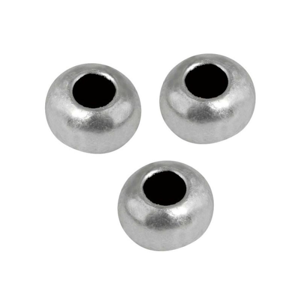 Lot de 3 Perles en métal Argenté diamètre 8mm, grand trou 3mm, pour bijoux ou attrape rêve - Photo n°1