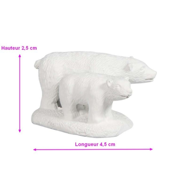 Figurine en résine Ours blanc, Hauteur 2,5cmx4,5cm, avec dots adhésifs pour DIY Boule - Photo n°1