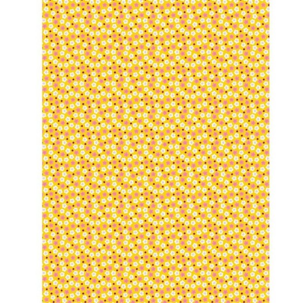 Feuille decopatch n°709, Petites fleurs printanières sur fond jaune Papier 30x39 cm - Photo n°1