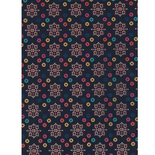 Feuille decopatch n°704, Motif Oriental Rosaces multicolores sur fond bleu foncé, Papier 30x39 cm - Photo n°1