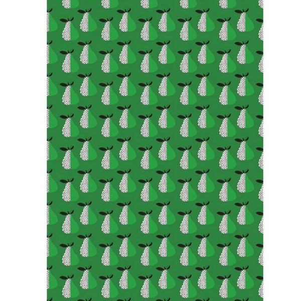 Feuille decopatch n°721, Poires Design Noir, blanc, Vert clair sur fond vert foncé, Papier 30x39 cm - Photo n°1