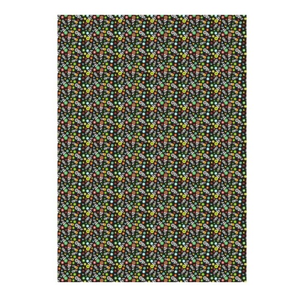 Feuille decopatch n°720, Minis fleurs multicolores sur fond noir, Papier 30x39 cm - Photo n°1