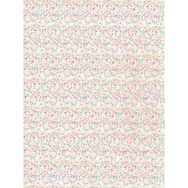 Feuille decopatch n°717, Minis fleurs rose, bleu, vert sur fond blanc, Papier 30x39 cm - Photo n°1