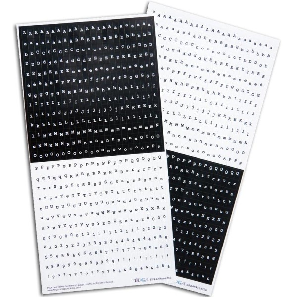 Stickers Alphabet Imprimeur noir et blanc x 1150 - Photo n°1