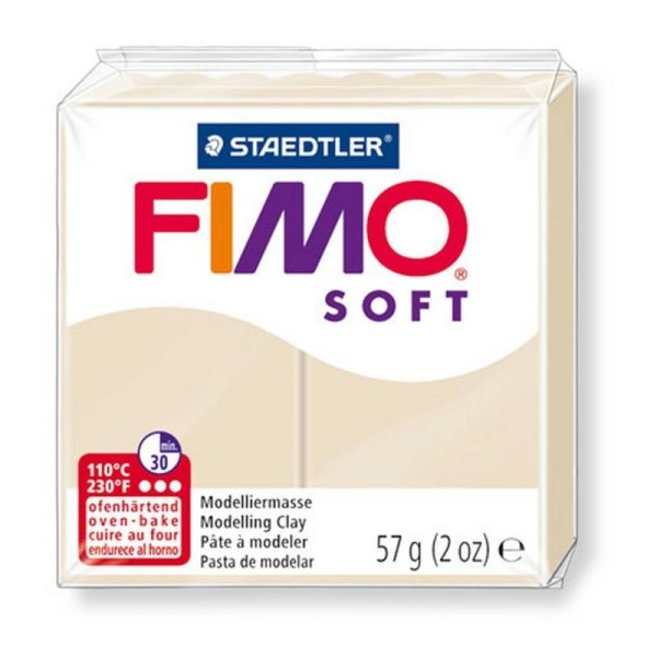Pâte Fimo soft couleur Beige Sahara n°70, Pain polymère de 57g à cuire au four - Photo n°1