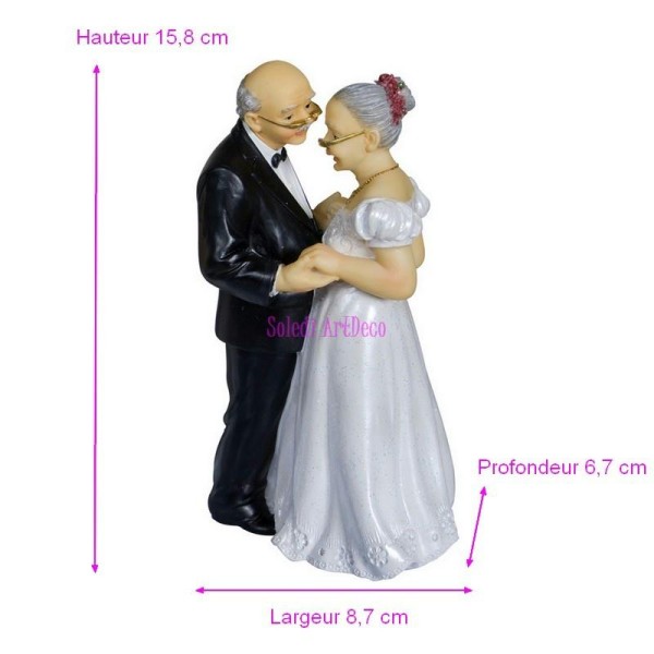 Grande Figurine Couple Marié depuis 50 ans, Anniversaire Mariage Noces d'Or, 15,8x8,7x6,7cm,Par la m - Photo n°1