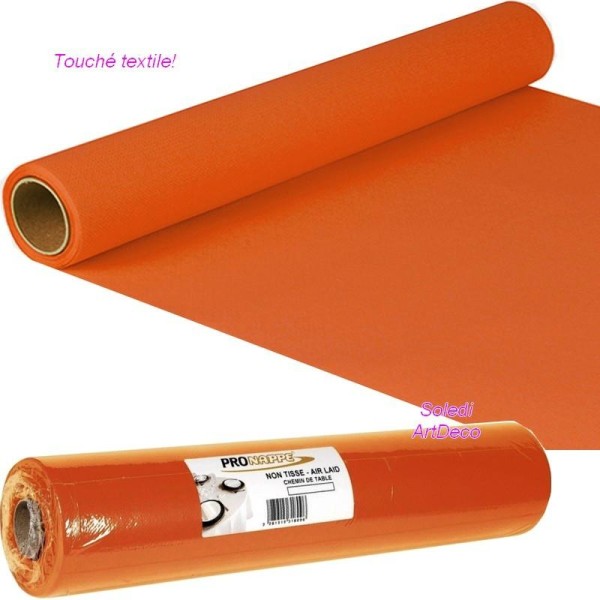 Chemin de table non Tissé Airlaid Couleur Orange, Rouleau intissé Touché textile Larg. 40cm, Longueu - Photo n°1