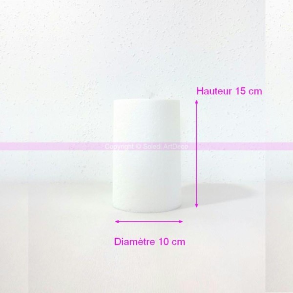Cylindre en polystyrène blanc Haut. 15cm x Diam. 10cm, Présentoir Styro densité - Photo n°1