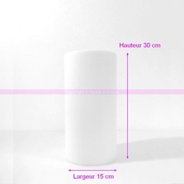 Cylindre en polystyrène blanc Haut. 30cm x Diam. 15cm, Présentoir Styro densité - Photo n°1