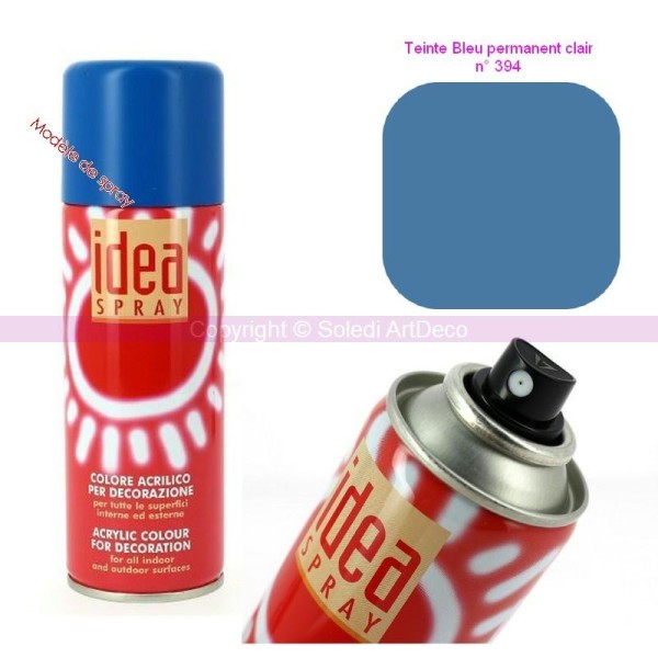 Spray acrylique couleur Bleu permanent clair N°394, Bombe aérosol adaptée au polystyrène, 200 ml, de - Photo n°1