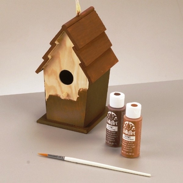 Abri en bois pour oiseaux, rectangulaire, haut. 22 cm, nichoir à customiser - Photo n°3