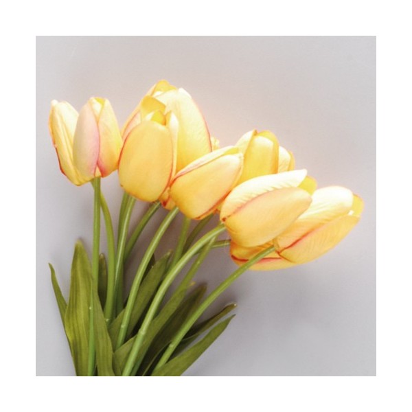 Bouquet de 12 Tulipes artificielles couleur Jaune, hauteur 28 cm - Photo n°1
