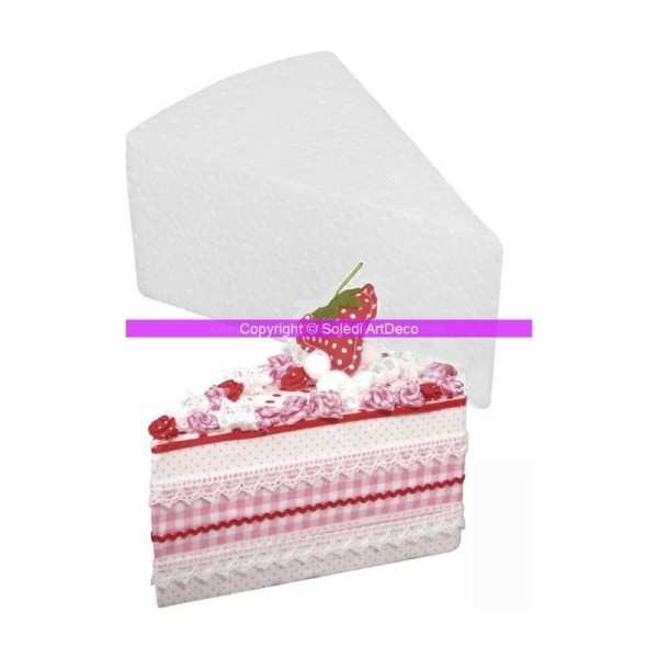 Part de gâteau en polystyrène en blanc, 14,5 cm, lot de 2, à customiser - Photo n°1