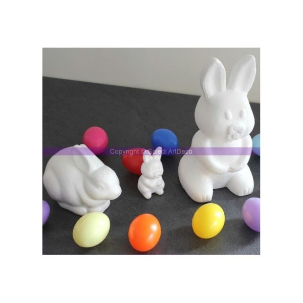 Lapereau en polystyrène, Bébé lapin de 8 cm haut - Photo n°2