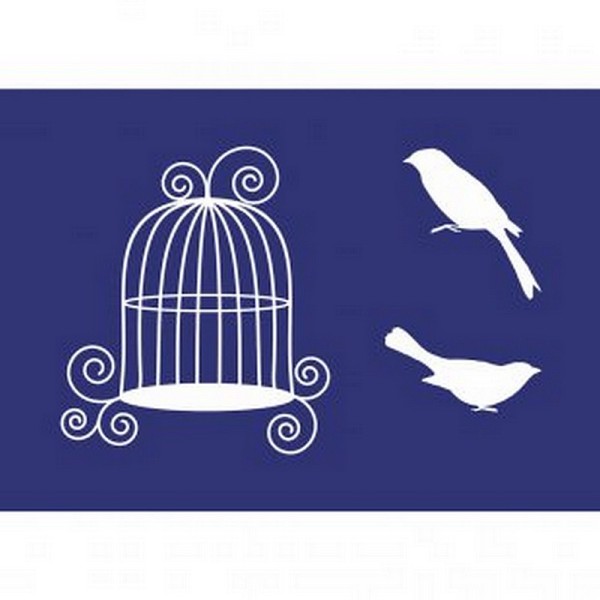 Pochoir réutilisable autocollant Cage à Oiseaux, Format A5, avec 1 raclette - Photo n°1