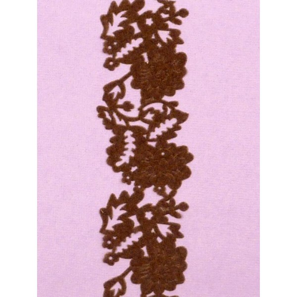 Dentelle autocollante velours Fleurie chocolat - ruban de 4 x 90 cm - Photo n°3