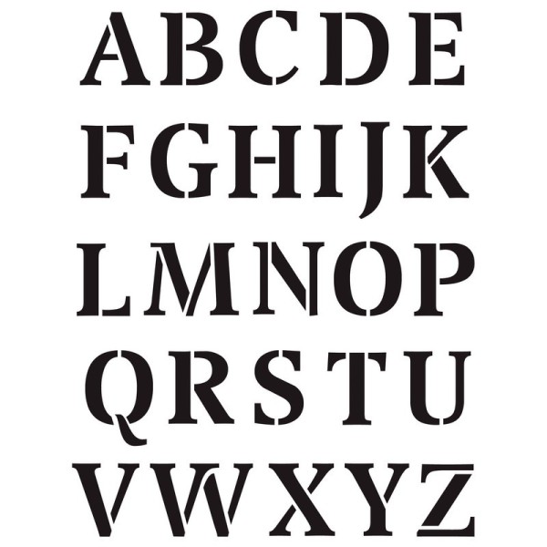 Pochoir stencil, Planche plastique 15x21cm, Lettres alphabet majuscules, Hauteur des caractères 25mm - Photo n°1