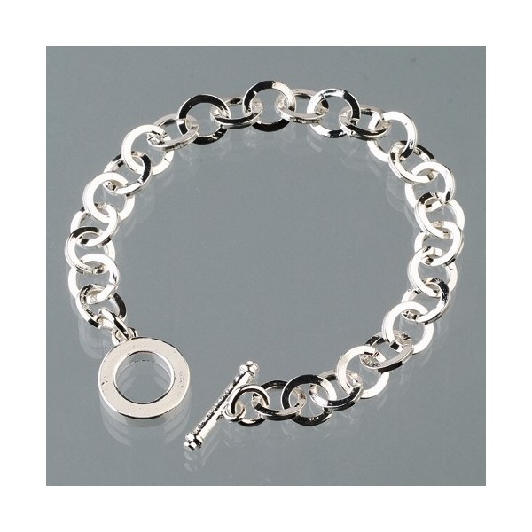 Bracelet chaine anneaux ronds, longueur 18 cm, couleur Argent - Photo n°1