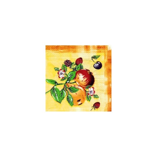 Lot de 2 Serviettes en papier motif Fruits du verger,  3 épaisseurs, 33x33 cm - Photo n°2