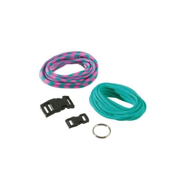 Kit de réalisation pour 2 bracelets Paracorde Rose et turquoise, Corde de parachute avec ferm - Photo n°1