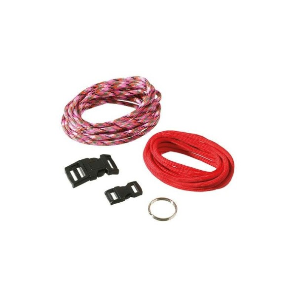 Kit de réalisation pour 2 bracelets Paracorde Rouge et mélange rouge, Corde de parachute avec fermet - Photo n°1