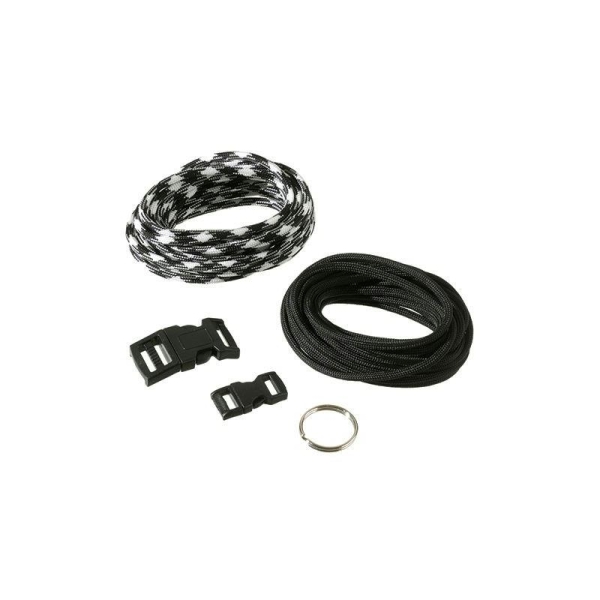Kit de réalisation pour 2 bracelets Paracorde Noir et blanc, Corde de parachute avec fermetur - Photo n°1