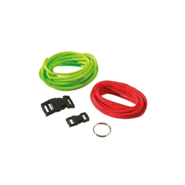 Kit de réalisation pour 2 bracelets Paracorde Rouge et vert fluo, Corde de parachute avec fermeture - Photo n°1