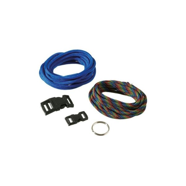 Kit de réalisation pour 2 bracelets Paracorde Bleu et arc en ciel, Corde de parachute avec fermeture - Photo n°1