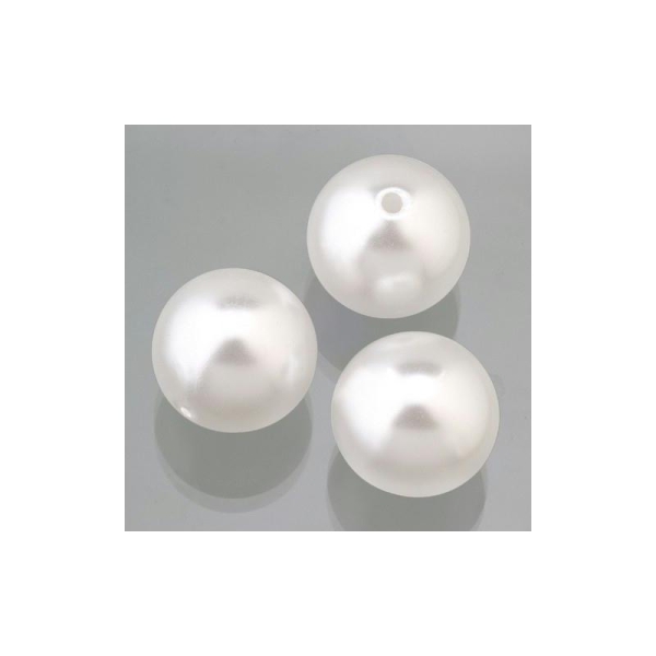 Perles blanches nacrées diam. 14 mm, Lot de 12 Perles en plastique ciré - Photo n°1