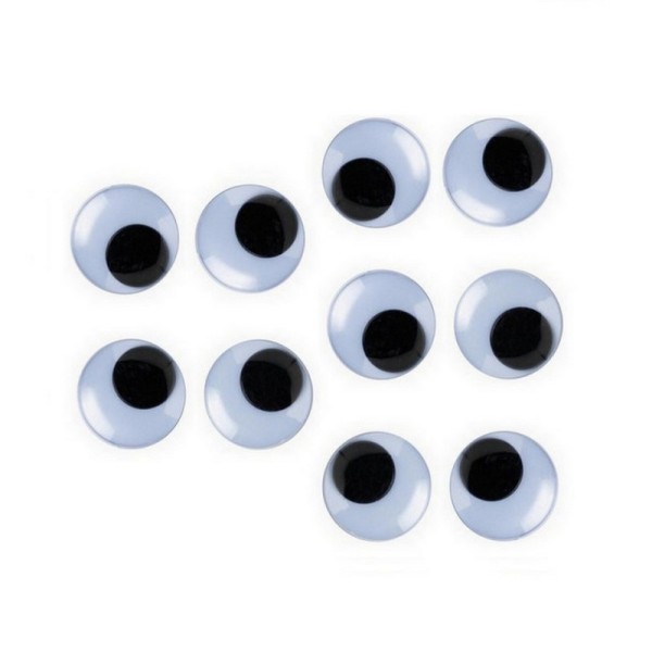 Lot de 5 paires de yeux à pupille mobile de diamètre 16 mm, 10 yeux à coller - Photo n°1