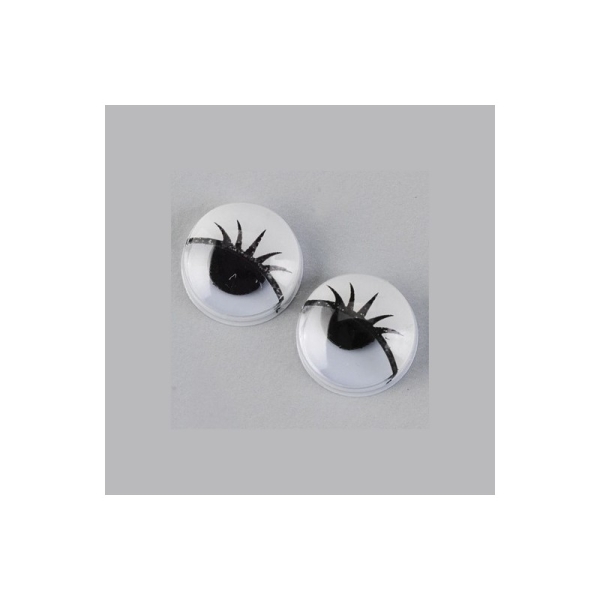 Lot de 3 paires de yeux diam. 15 mm, à pupille mobile, avec cils - Photo n°1