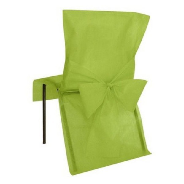 Housse de chaise mariage intissée avec noeud vert anis Lot de 10 - Photo n°1