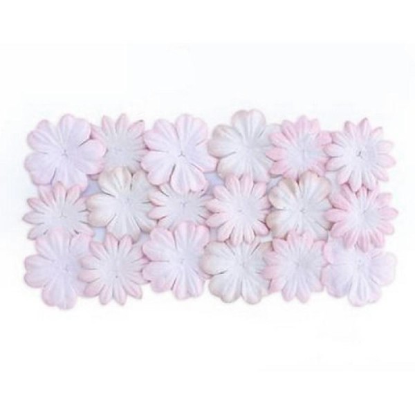 20 mini fleurs blossoms en papier SCRAPBERRY'S BLANC ROSE - Photo n°1
