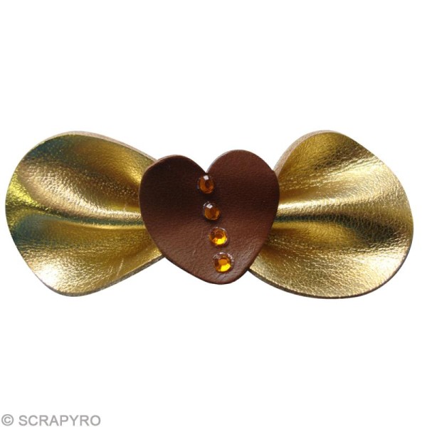 Coeur en cuir Marron et anis 6 cm et 3 cm - Lot de 8 - Photo n°4