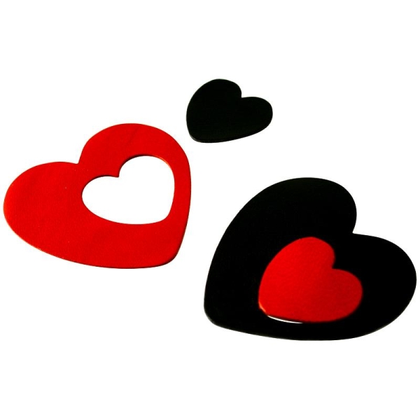 Coeur en cuir Rouge et noir 6 cm et 3 cm - Lot de 8 - Photo n°1