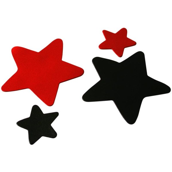 Etoile en cuir Rouge et noir 6 cm et 3 cm - Lot de 8 - Photo n°1