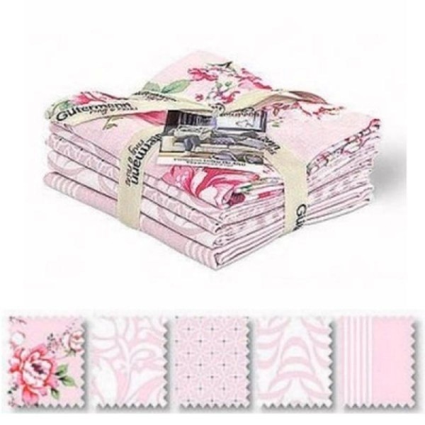 5 coupons tissu patchwork couture 45 x 55 cm Gutermann LONG ISLAND ROSE - Photo n°1